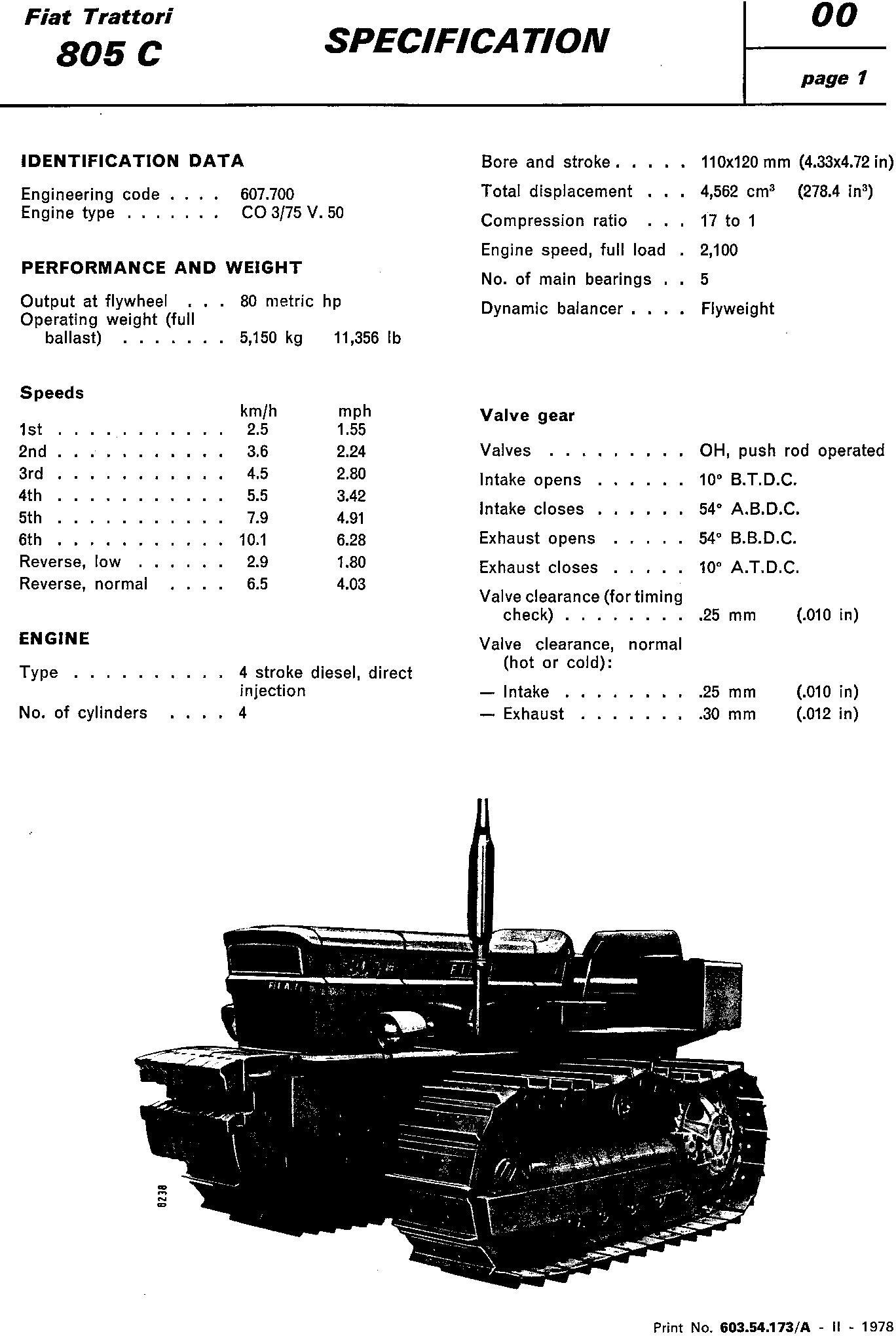 Fiat 805C Crawler Tractors Workshop Service Manual - 1