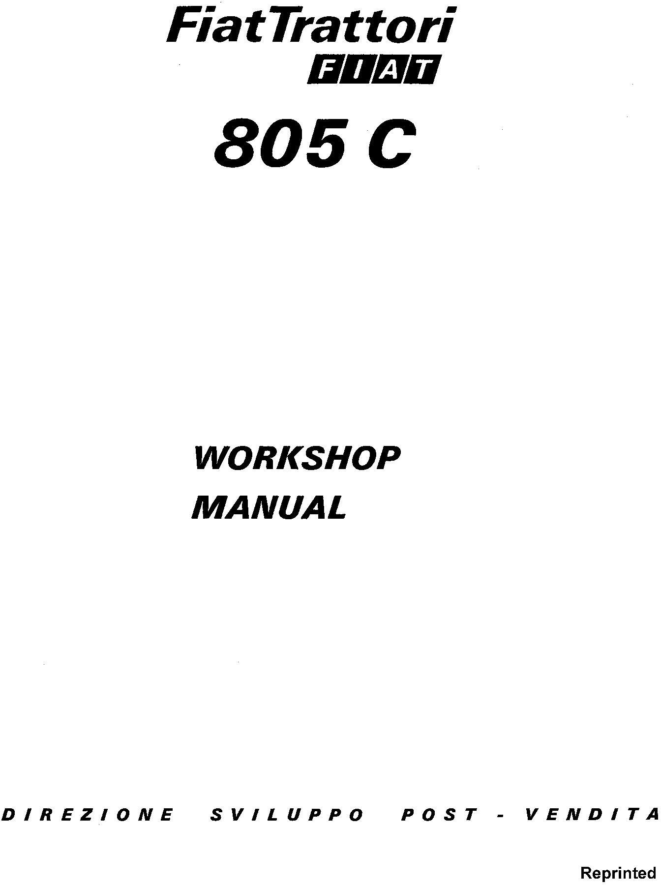 Fiat 805C Crawler Tractors Workshop Service Manual - 19914