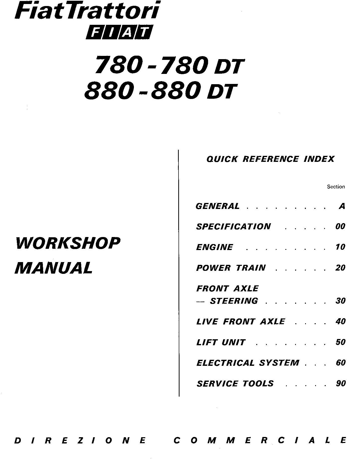 Fiat 780, 780DT, 880, 880DT, 980, 980DT Tractor Service Manual (6035420101)