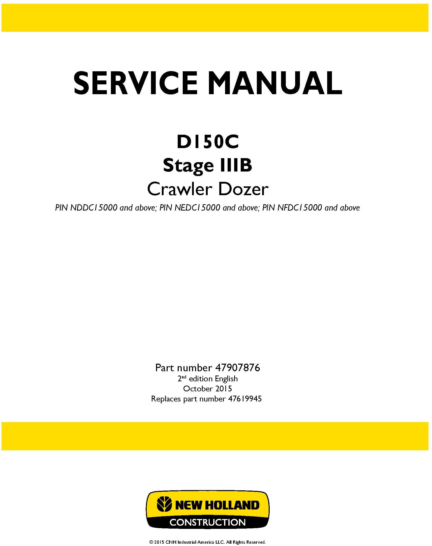 New Holland D150C Stage IIIB Crawler dozer Service Manual