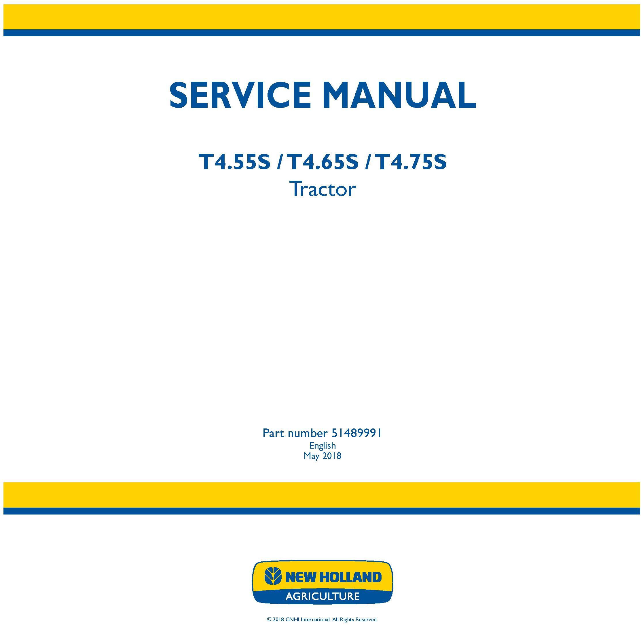 New Holland T4.55S, T4.65S, T4.75S Tractor Service Manual (Australia, New Zeland) - 19516