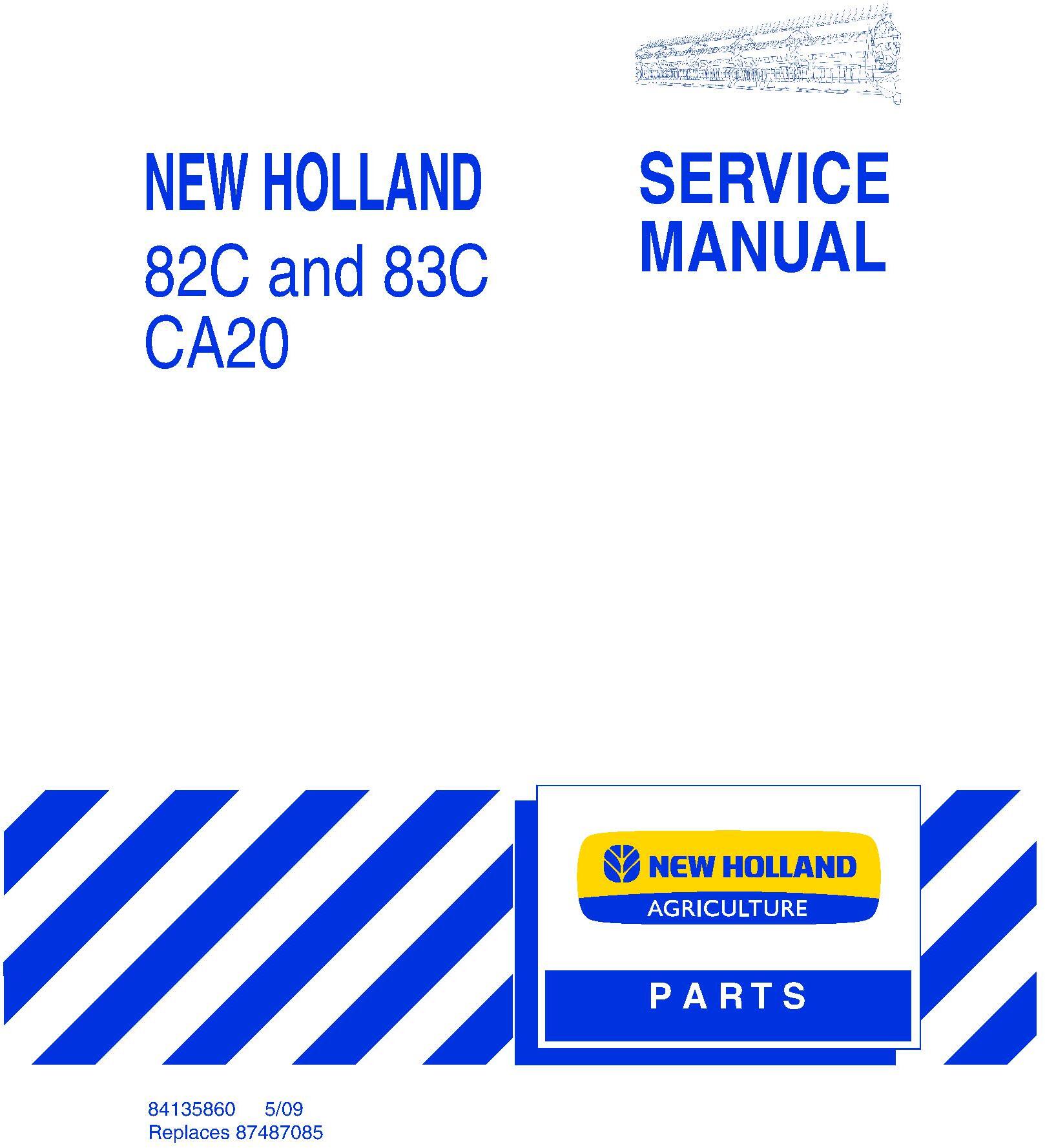 New Holland 82C, 83C Draper Header, CA20 Combine Adapter (Russian and Australia only) Service Manual - 20050