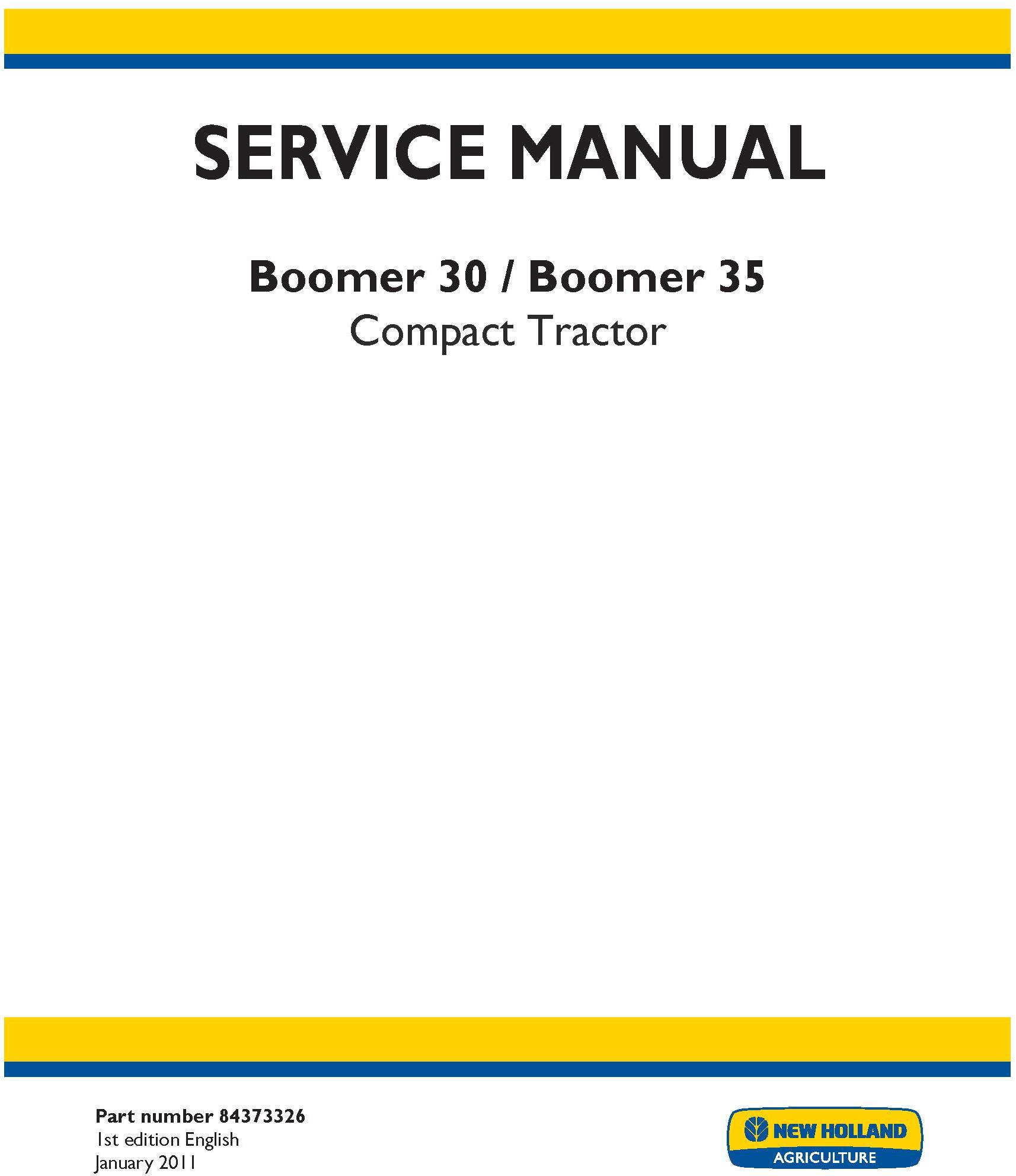 New Holland Boomer 30, Boomer 35 Compact Tractor Service Manual