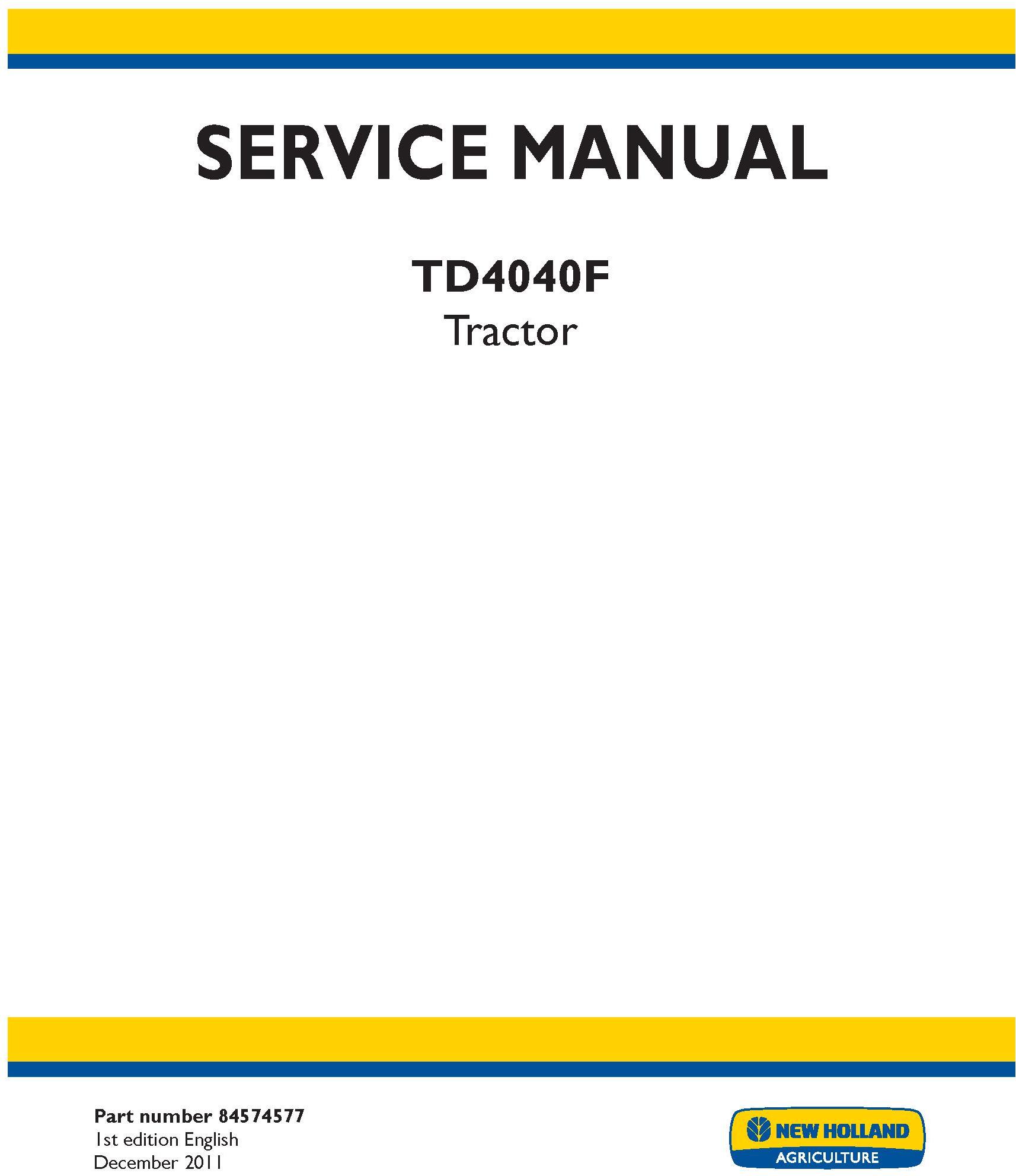 New Holland TD4040F Tractor Service Manual - 19583