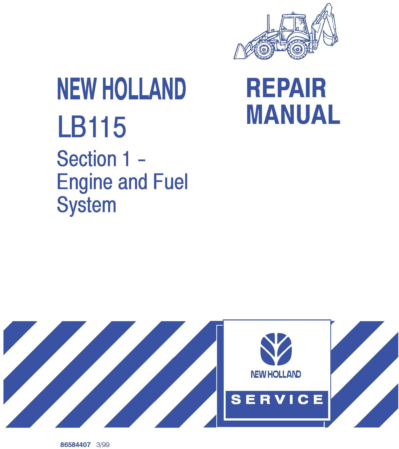 New Holland LB115 Backhoe Loader Service Manual - 19945