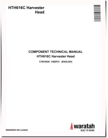 Waratah HTH616C Harvester Heads Component Technical Manual (CTM10020)