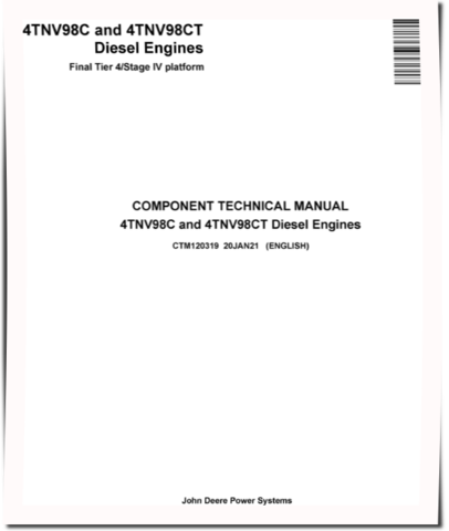Yanmar 4TNV98C and 4TNV98CT (FT4/Stage IV) Diesel Engines Technical Manual (CTM120319)