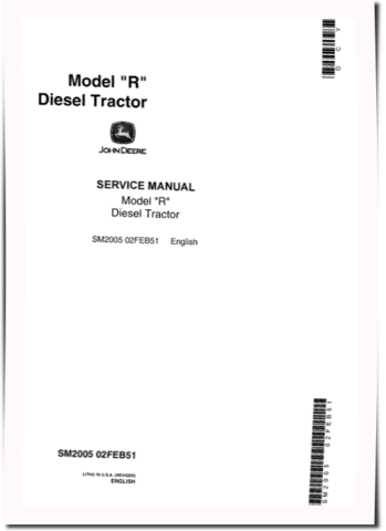 John Deere R Diesel Tractors Service Manual (SM2005)