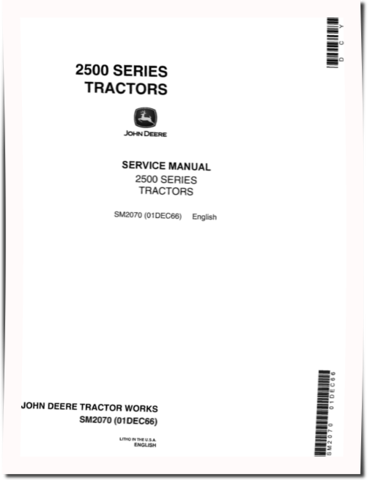 John Deere 2510 Row-Crop Tractors Service Manual (SM2070)