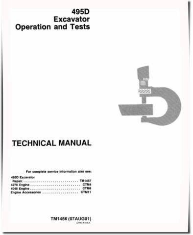 John Deere 495D Wheeled Excavators Operation and Test Manual (TM1456)