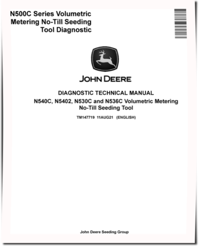 John Deere N530C, N536C, N5402 and N540C Volumetric Metering No-Till Seeding Tool Diagnostic Manual (TM147719)