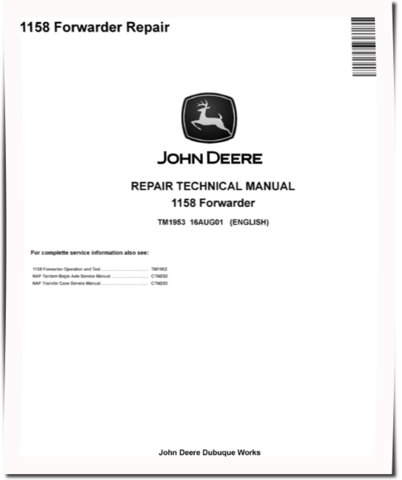 John Deere 1158 Wheeled Forwarders Repair Manual (TM1953)