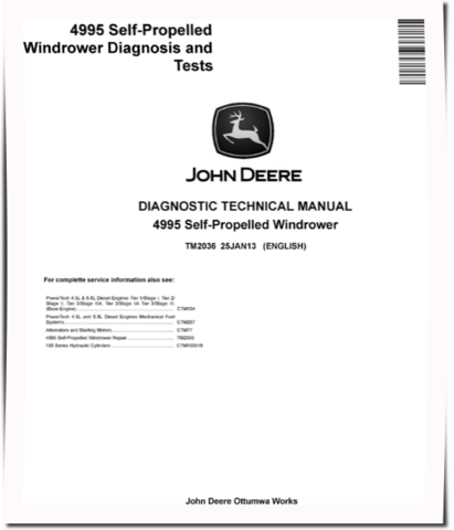 John Deere 4995 Self-Propelled Windrowers Diagnostic Manual (TM2036)