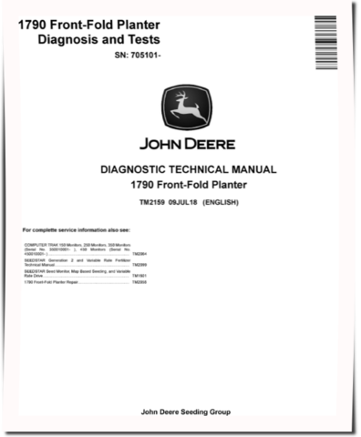 John Deere 1790 Front-Fold Planters (SN. from 705101) Diagnostic Manual (TM2159)