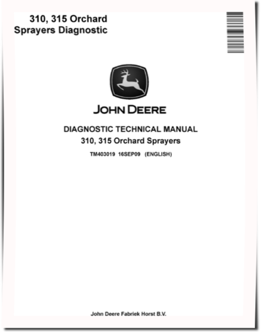 John Deere 310 and 315 Trailed Orchard Sprayers Diagnostic Manual (TM403019)