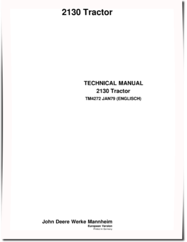 John Deere 2130 Tractors set of Service Manuals (TM4272)