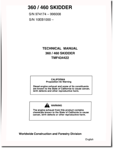 Timberjack / John Deere 360 and 460 Skidders Technical Manual (TMF434422)