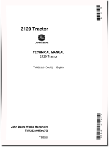 John Deere 2120 Tractors Technical Manual (tm4252)