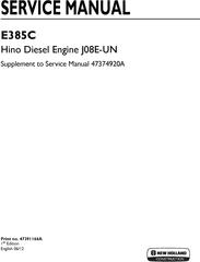 New Holland Hino Diesel Engine J08E-UN for E385C Crawler Excavator Service Manual Supplement