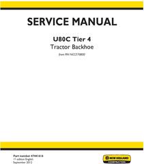 New Holland U80C Tractor Loader (PIN: NCC570800 and Up) Service Manual