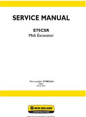 New Holland E75CSR Midi Excavator Service Manual