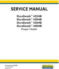New Holland DuraSwath 425HB, 430HB, 436HB, 440HB Draper Header Service Manual