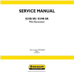 New Holland E35B SR, E39B SR Mini Excavator Service Manual