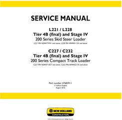 New Holland L221, L228 Skid steer; C227, C232 Compact track loader (Tier 4B) Service Manual