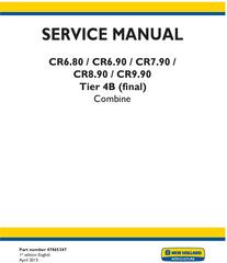 New Holland CR6.80, CR6.90, CR7.90, CR8.90, CR9.90 Combine Complete Service Manual (North America)