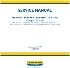 New Holland Boomer 30 ROPS, Boomer 35 ROPS Compact Tractor Service Manual (Europe)