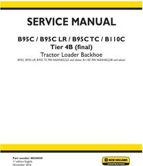 New Holland B95C /CLR /CTC (NGHH02222-), B110C (NGHH02228-) T4B final Backhoe Loader Service Manual