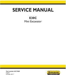 New Holland E30C Mini Excavator with TIER 4 final engine Service Manual (USA)