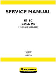 New Holland E215C, E245C ME Hydraulic excavator Service Manual