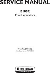 New Holland E18SR Mini Excavators Service Manual