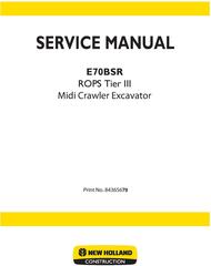 New Holland E70BSR Crawler Excavators Service Manual