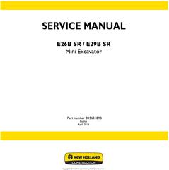 New Holland E26B SR, E29B SR Mini Excavator Service Manual