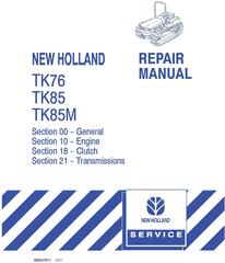 New Holland TK76, TK85, TK85M Crawler Tractor Complete Service Manual