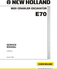 New Holland E70 MIDI Crawler Excavator Service Manual