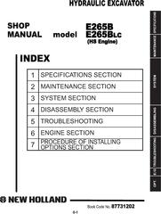 New Holland E265B, E265B LC Excavator with HS engine Service Manual (2007-9)