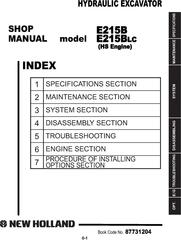 New Holland E215B, E215B LC Excavator Service Manual