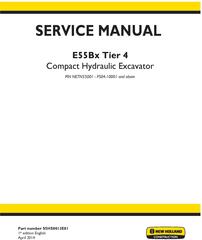 New Holland E55Bx Tier4 Compact Hydraulic Excavator (PIN from NETN 55001; PS04 10001) Service Manual