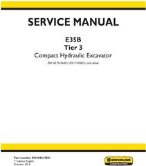 New Holland E35B Tier3 Compact Hydraulic Excavator (PIN from NETN 36001, PX17 40001) Service Manual