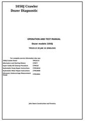 TM10113 - John Deere 1050J Crawler Dozer Diagnostic, Operation and Test Service Manual