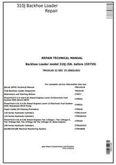 TM10145 - John Deere 310J Backhoe Loader (SN. before 159759) Service Repair Technical Manual