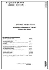 TM10231 - John Deere 644J 4WD Loader (SN.from 611232 ) Diagnostic, Operation and Test Service Manual