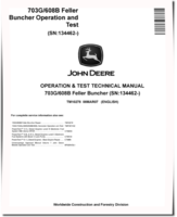 John Deere 703G and TimberJack 608B Tracked Feller Bunchers Operation and Test Manual (TM10278)