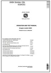 TM10287 - John Deere 848H (SN.-630435) Grapple Skidder Diagnostic, Operation and Test Service Manual