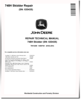 John Deere 748H (SN: -630435) Grapple Skidders Repair Manual (TM10288)