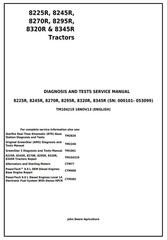 TM104219 - John Deere 8225R, 8245R, 8270R, 8295R, 8320R, 8345R Tractors Diagnosis and Test Service Manual