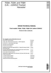 TM10525 - John Deere 703JH, 753JH, 759JH (SN.-220452) Tracked Harvester Service Repair Technical Manual